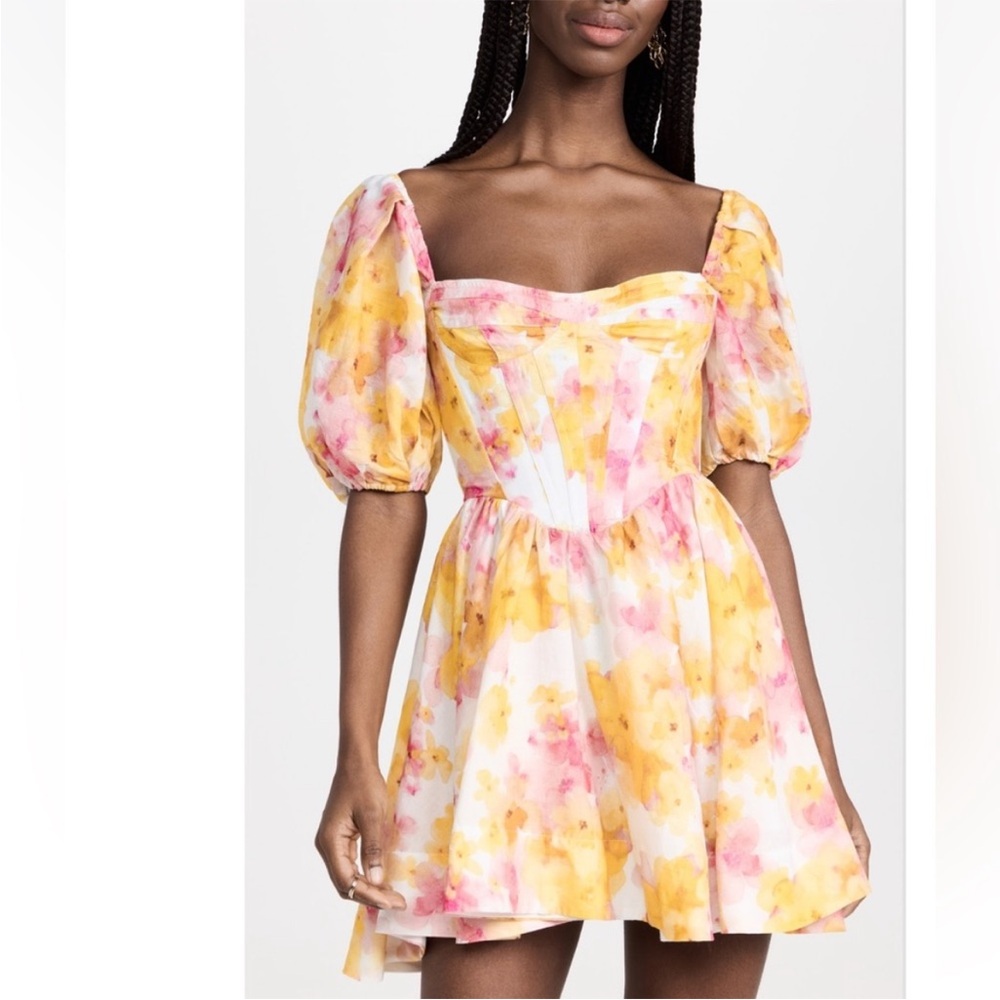 Bardot Yellow and Pink Floral Mini Dress